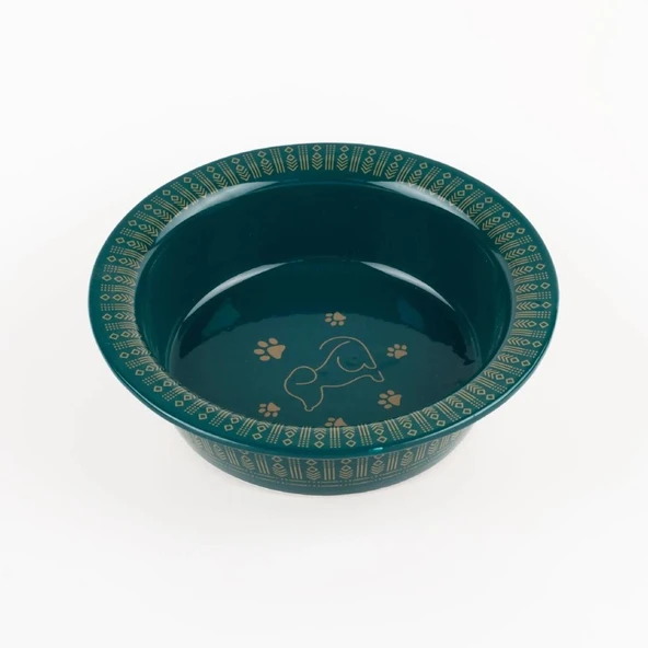 Lepus Renkli Seramik Kedi Köpek Mama ve Su Kabı Yeşil 520 ml ürün görseli 1