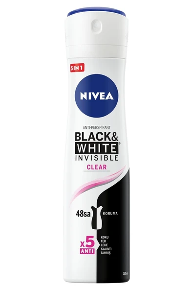 Nivea Kadın Sprey Deodorant Black&White Invisible Clear 150ml,48 Saat Anti-perspirant Koruma - Resim 2