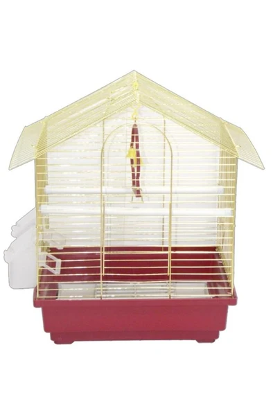 Dayang Iki Kapılı Çatılı Muhabbet Kuşu Kafesi 30x23x39 Cm ürün görseli 1