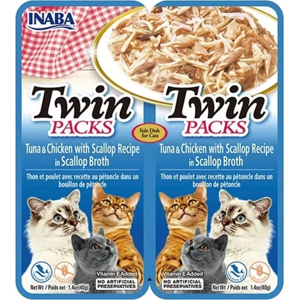 Ciao Twin Packs Deniz Taraklı Ton Balıklı ve Tavuklu Kedi Çorbası 2x40 Gr ürün görseli 1