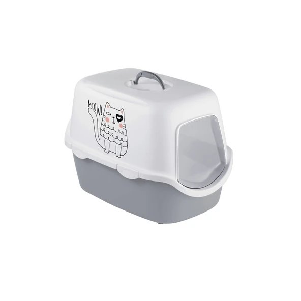 Stefanplast Cathy Grıffe Gri Beyaz Kedi Tuvaleti 56x40x40 Cm ürün görseli 1