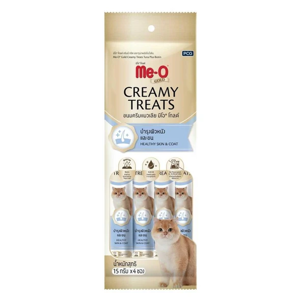 Me-O Gold Creamy Treats Ton Balıklı Ve Biotinli Ek Besin ve Kedi Ödülü 4x15 Gr ürün görseli 1
