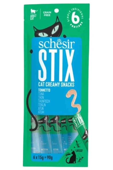 Schesir Cat Stix Ton Balıklı Krema Kedi Ödülü 6x15 Gr ürün görseli 1