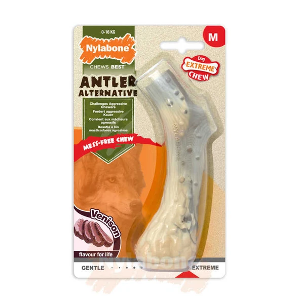 Nylabone Geyik Aromalı Köpek Çiğneme Kemiği Medium 14 Cm ürün görseli 1