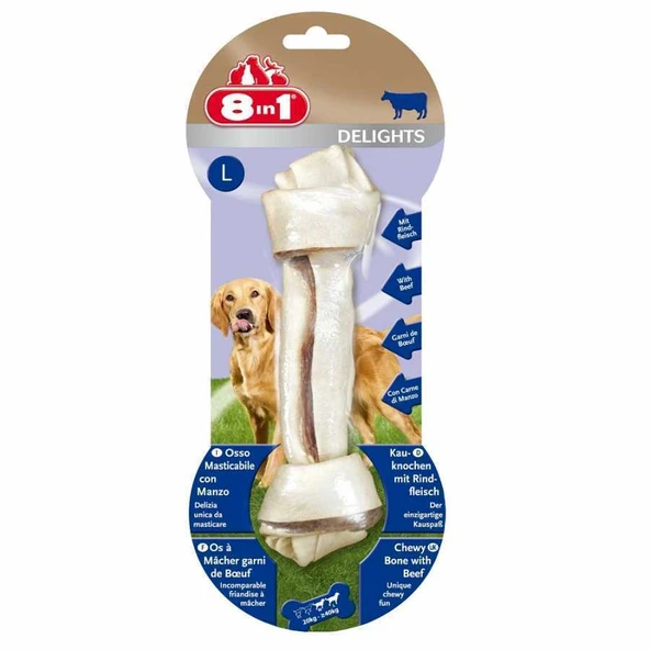 8in1 Delights Bones Biftekli Köpekler İçin Ağız Bakım Kemiği Large ürün görseli 1