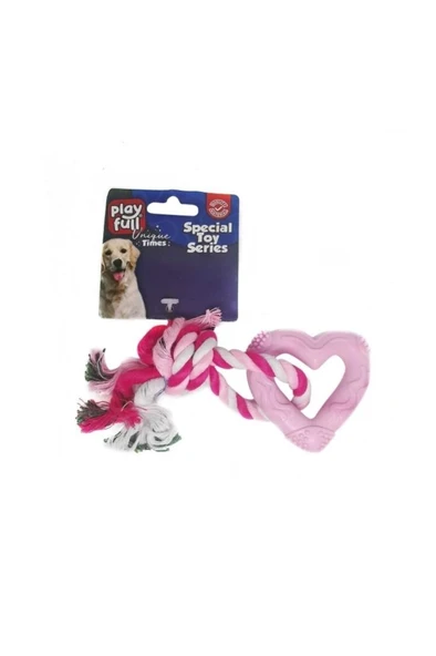 Playfull Kalp Şeklinde Ipli Köpek Diş Kaşıma Oyuncağı 18 Cm ürün görseli 1