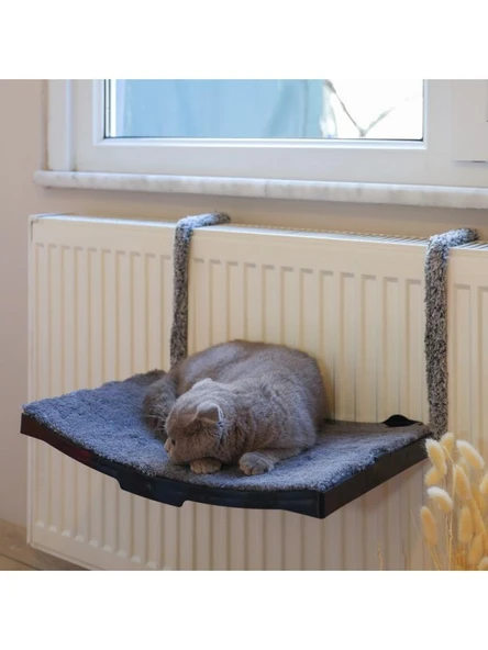 Ata Home Kedi Petek Kalorifer Radyatör Yatağı Askılı Kedi Yatağı Hamağı Terası Siyah 47×27.5 Cm ürün görseli 1