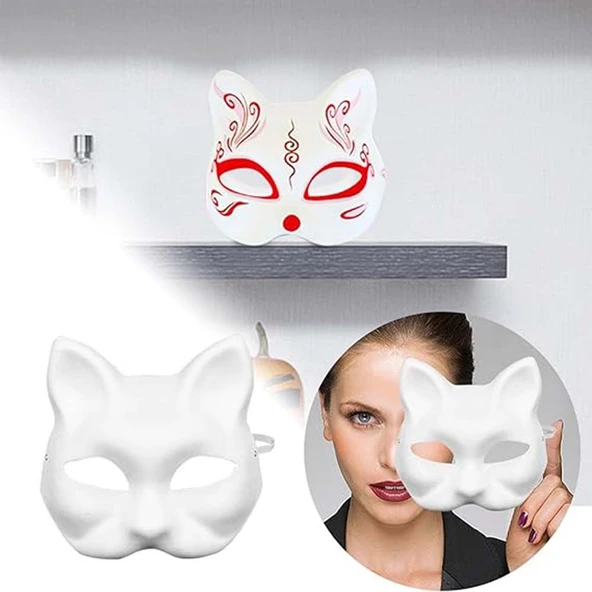 Boyanabilir Kedi Model Maske – Kendi Tasarımını Oluştur - Resim 2