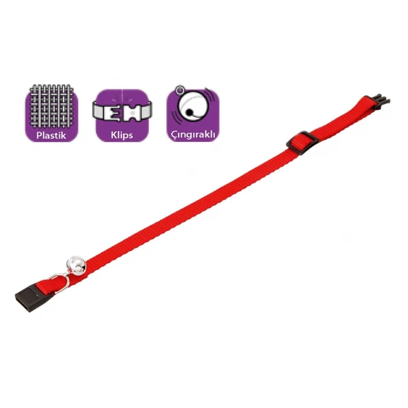 Karlıe Kedi Boyun Tasması Çıngıraklı Kırmızı 30 Cm ürün görseli 1