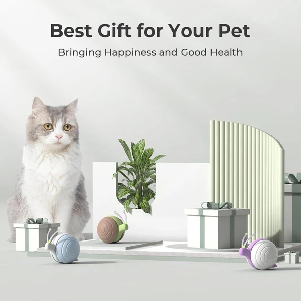 Cheerble Şarjlı Akıllı İneraktif Kedi Salyangoz Oyuncağı Mavi 7X5X5,8 Cm - Resim 6