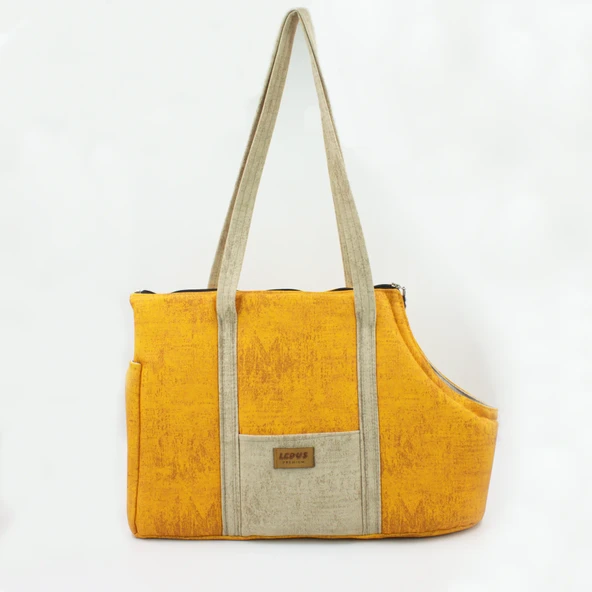 Lepus Sling Bag Kedi Köpek Omuz Taşıma Çantası Hardal 20X49X30 Cm ürün görseli 1