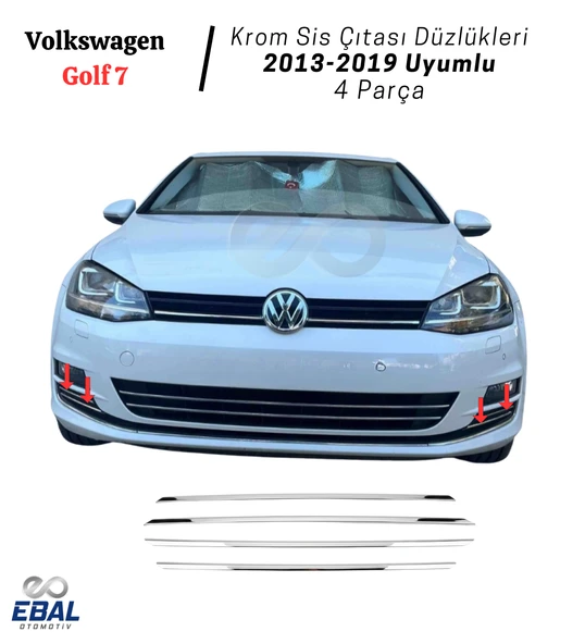 Vw Golf 7 Krom Sis Çıtası Düzlükleri 4 Parça 2013-2019 Uyumlu Paslanmaz Çelik - Resim 2