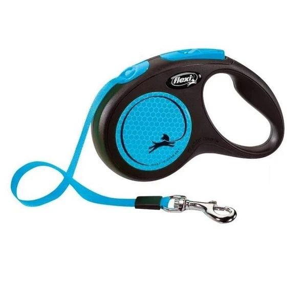 Flexi Mavi Neon Otomatik Şerit Tasma Small 5 Mt 15 Kg ürün görseli 1