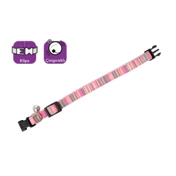 Karlie Desenli Kedi Boyun Tasması Pembe X 10 mm 30 Cm ürün görseli 1