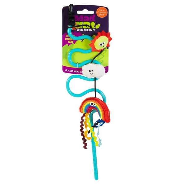 Mad Cat Rainbow Chaser Kedi Otlu ve Matatabili Oyuncaklı Kedi Oltası 45 Cm ürün görseli 1