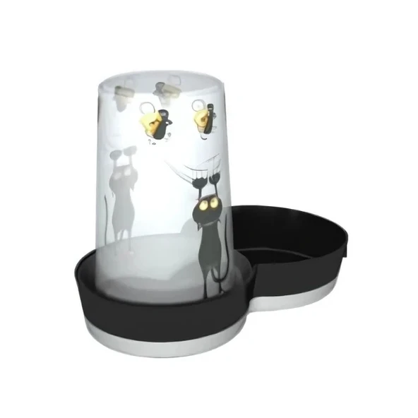 Moderna Kedi Fare Desenli Kedi ve Küçük Irk Köpek için Plastik Su Kabı 1.5 Lt ürün görseli 1