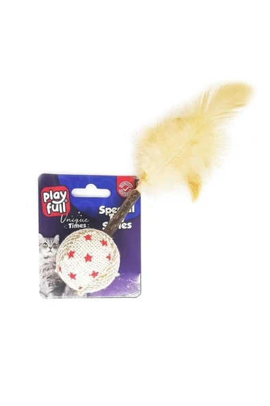 Playfull Ahşap Hasır Tüylü Kedi Oyuncağı 17 Cm - Resim 2