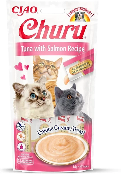 Cıau Churu Cream Ton Balıklı ve Somonlu Kedi Ödül Kreması 4X14 Gr ürün görseli 1