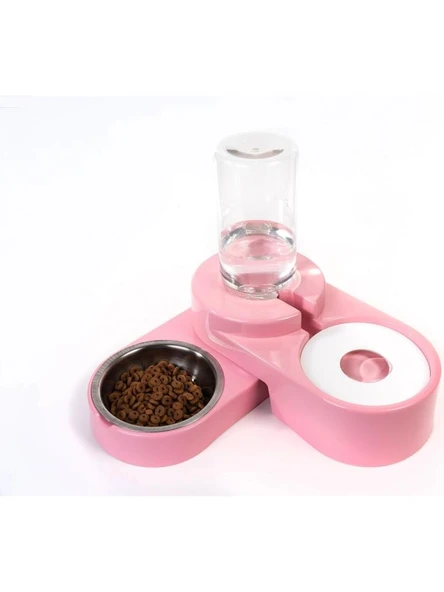 Miapet Köşeli Ayarlanabilir Hazneli Çelik Taslı Kedi Köpek Mama ve Su Kabı Seti Mor 1000 ml - Resim 2