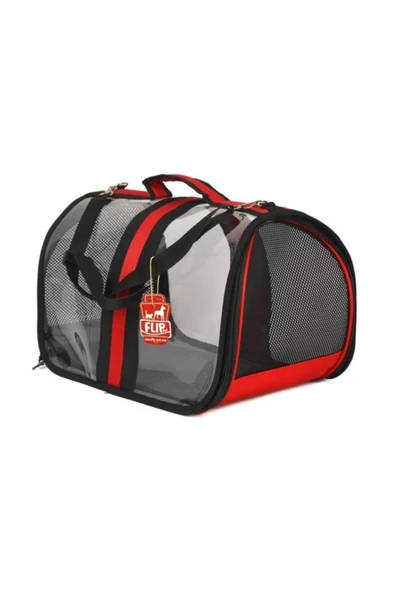 Pet Pretty Bacco Milano Şeffaf Çanta Kırmızı 28x44x28 Cm - Resim 3