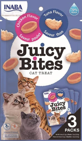 Inaba Ciao Juicy Bites Tavuklu ve Tuna Balıklı Kedi Ödül Maması 3 Lü 11,3 Gr ürün görseli 1