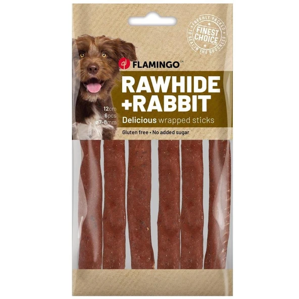 Flamingo R'hide Çubuk Tavşanlı Köpek Ödül Maması 8 mm 12 Cm 70 Gr ürün görseli 1