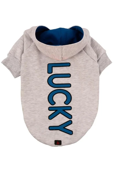 A40 Lucky Gri Kapüşonlu Köpek Sweatshirt Small ürün görseli 1