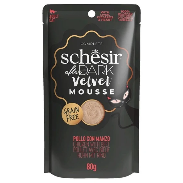 Schesir After Dark Tavuklu ve Sığır Etli Kedi Pouch Maması 80 Gr ürün görseli 1