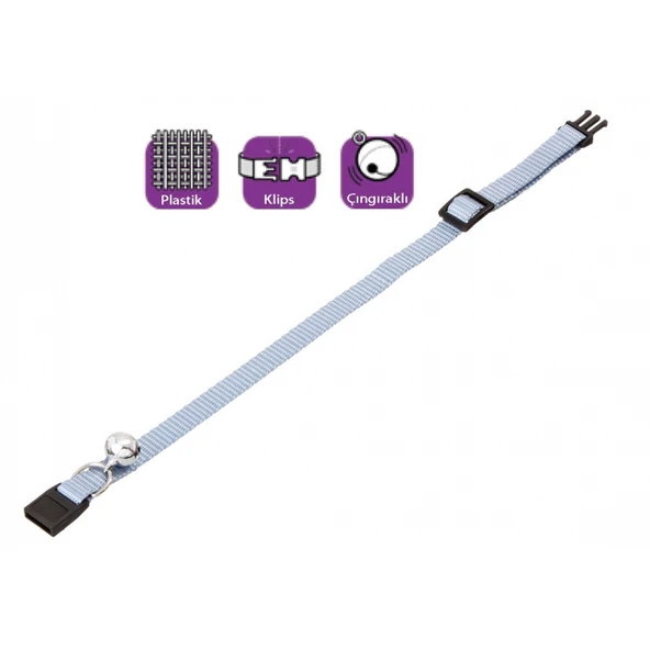 Karlıe Kedi Boyun Tasması Çıngıraklı Açık Mavi 30 Cm ürün görseli 1