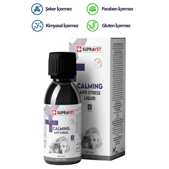 Supravet Calming Anti Stress Kedi ve Köpekler İçin Sıvı Sakinleştirici Damla 100 ml ürün görseli 1