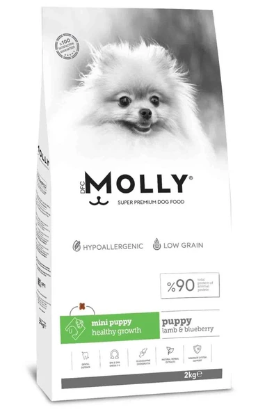 Molly Kuzulu ve Yaban Mersinli Mini Irk Yavru Köpek Maması 2 Kg ürün görseli 1