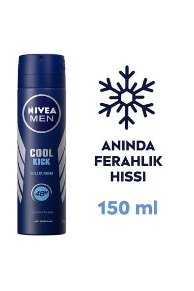 Nivea Men Erkek Sprey Deodorant Cool Kick 48 Saat Anti-perspirant Koruma 150ml,serinleten Ferahlık - Resim 5