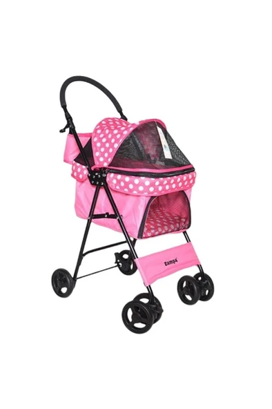 Zampa Perez Kedi Köpek Arabası Pembe 42x63x89 Cm ürün görseli 1