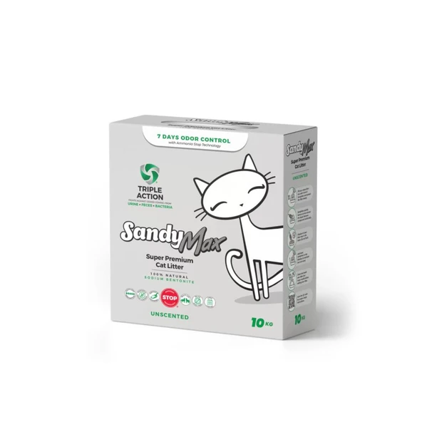 Sandy Max Trıple Actıon Tozsuz Topaklanan Kedi Kumu 10 Kg ürün görseli 1