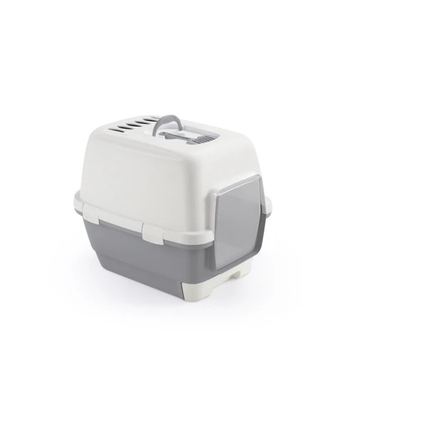 Stefanplast Cathy Clever Smart Gri Beyaz Kedi Tuvaleti 58x45x48 Cm ürün görseli 1