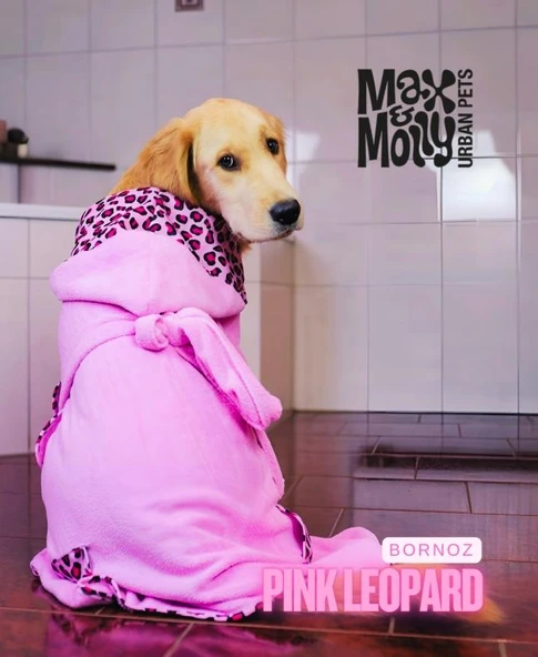 Max Molly Duckling Köpek Bornozu Pembe Medium - Resim 4