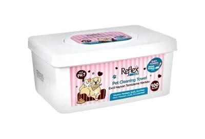 Reflex Care Bebek Pudrası Kokulu Kedi ve Köpekler için Temizleme Mendili 100 Lü ürün görseli 1