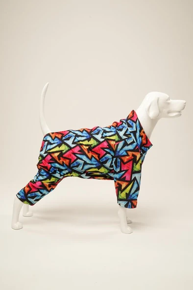 A40 Graffıtı Penye Astarlı Su Geçirmez Köpek Yağmurluğu Large ürün görseli 1