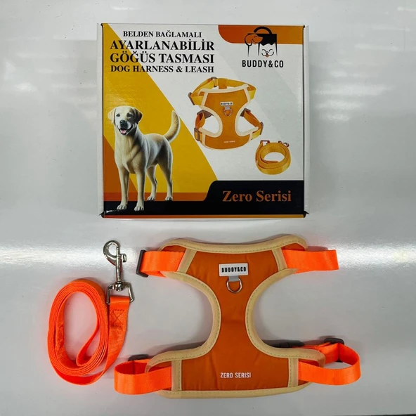 Buddy Co Zero Köpek Uzatmalı Göğüs Tasması Turuncu Medium ürün görseli 1
