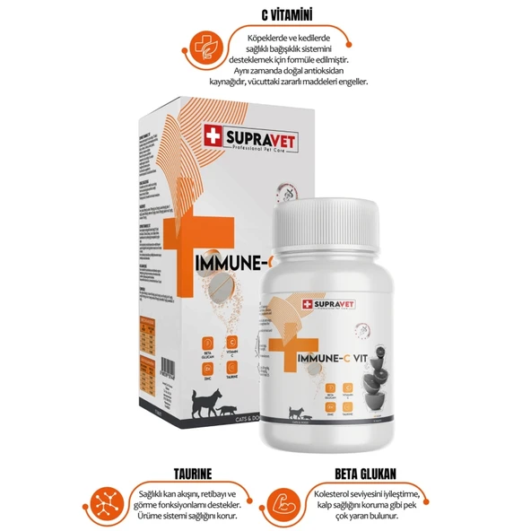 Supravet Immune C + ZİNC Kedi ve Köpek için Bağışıklık Sistemi Güçlendirici Tablet 75 Adet ürün görseli 1