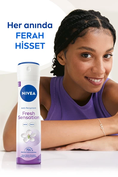 Nivea Fresh Sensation Kadın Sprey Deodorant 150 Ml,72 Saat Anti-perspirant Koruma,uzun Süren Ferahlık - Resim 3