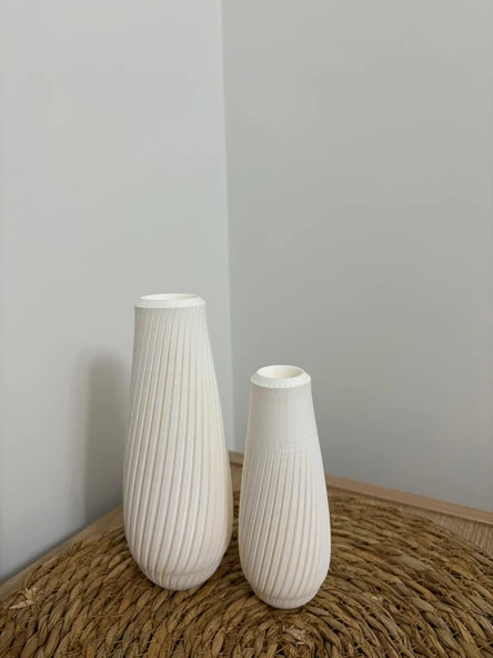 Modern İkili Tırtıklı Vazo ürün görseli 1