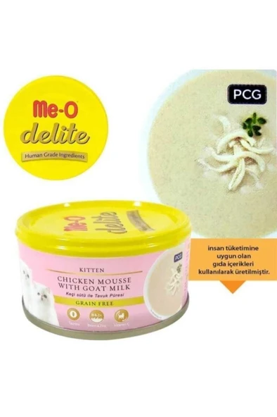 Me-o Delite Me-o Tahılsız Kıyılmış Tavuklu Ve Keçi Sütlü Yavru Kedi Konservesi 80 Gr - Resim 2