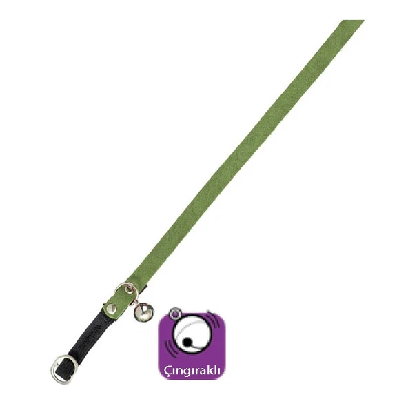 Karlıe Kadife Kedi Tasma Çıngıralıklı Yeşil 30 Cm ürün görseli 1