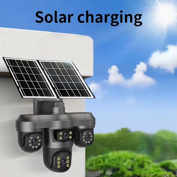 EsVision 5604 8MP 4 Kameralı 4G Çift Solar Panel 16X Zoom Dual Batarya HiEasy AOV (Sürekli Kayıt) Gece Görüş Çift Yönlü Ses - Resim 8