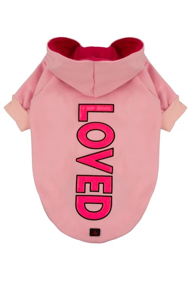 A40 Loved Pembe Kapüşonlu Köpek Sweatshirt XLarge ürün görseli 1