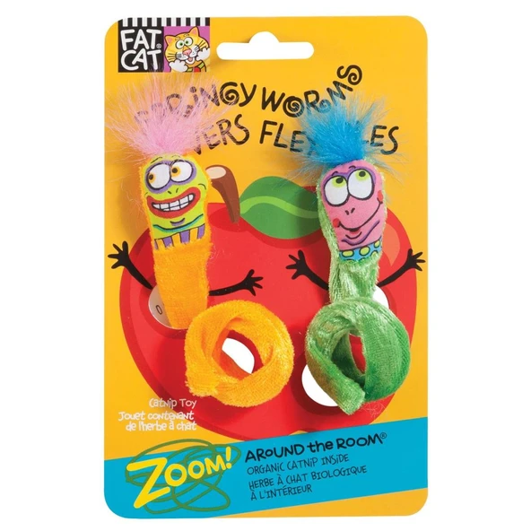 Fat Cat Springy Worms Kedi Otlu 2'li Peluş Kedi Oyuncağı ürün görseli 1