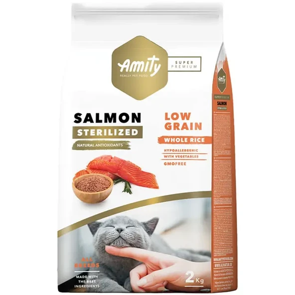 Amity Süper Premium Düşük Tahıllı Kısırlaştırılmış Somon Balıklı Kedi Maması 2 Kg ürün görseli 1