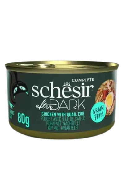 Schesir After Dark Sos İçinde Tavuklu ve Bıldırcın Yumurtalı Yetişkin Kedi Konservesi 80 Gr ürün görseli 1