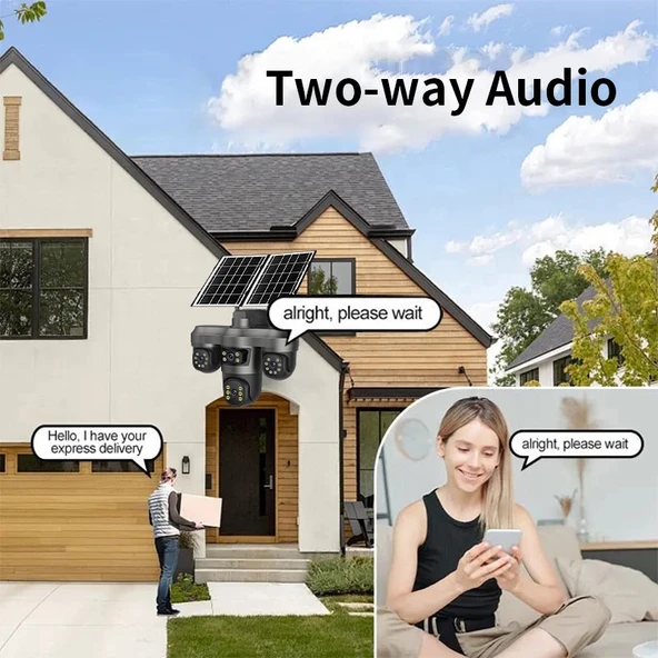 EsVision 5604 8MP 4 Kameralı 4G Çift Solar Panel 16X Zoom Dual Batarya HiEasy AOV (Sürekli Kayıt) Gece Görüş Çift Yönlü Ses - Resim 3